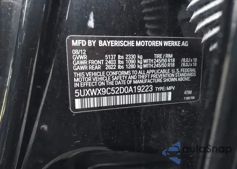 2013 BMW X3 xDrive28I z USA, uszkodzony, nr VIN 5UXWX9C52D0A19223